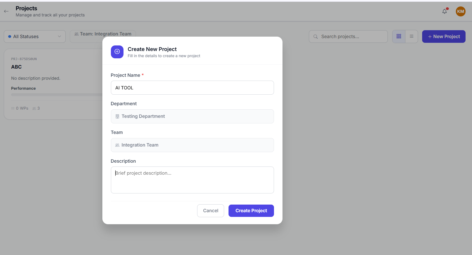 Create project